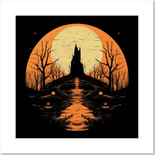 Spooky Halloween - Haunted Forest Shirt - Eerie Art Clothing - "Harvest Moon" Posters and Art